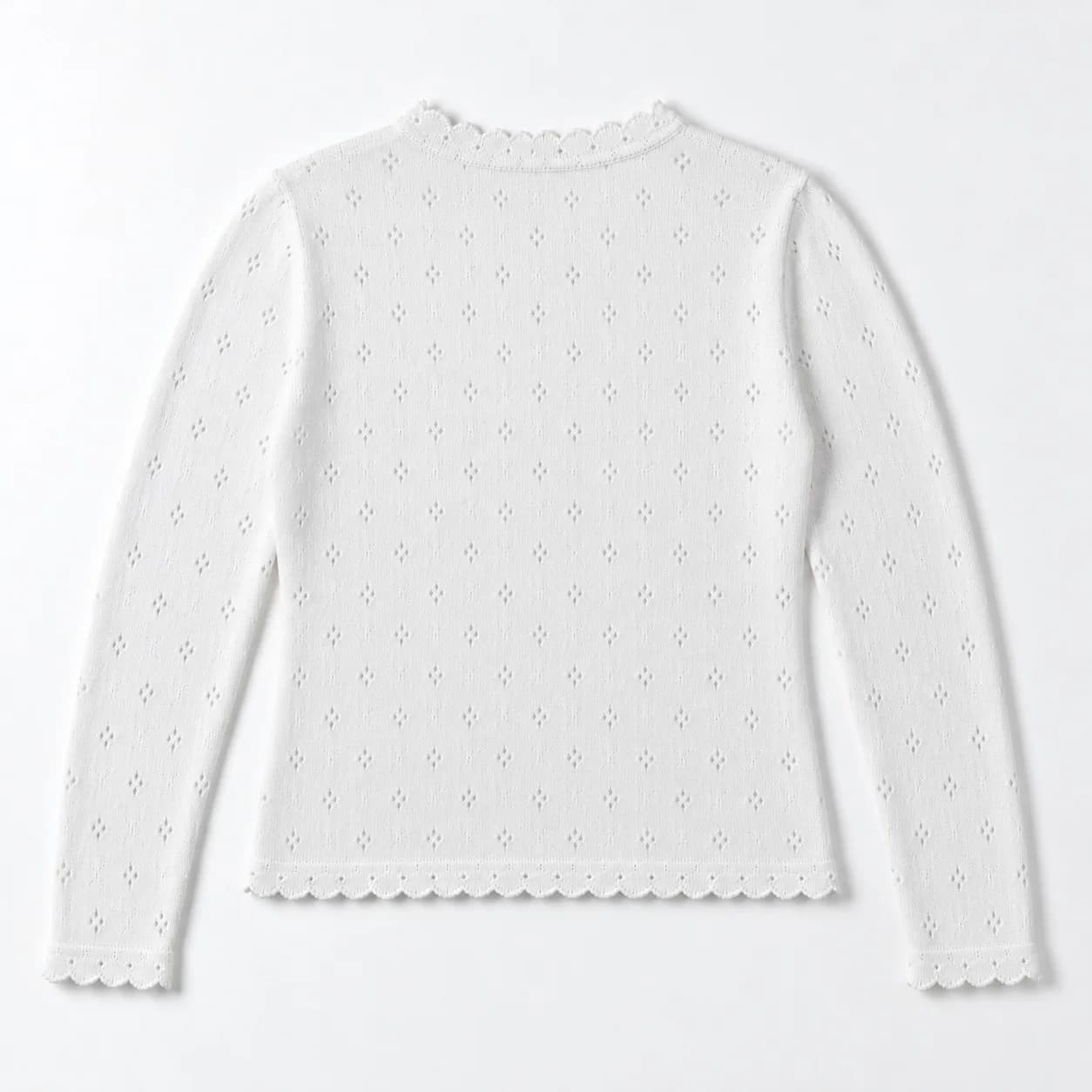 Women's Pointelle Lace-Edge Cotton Cardigan - back reference (AI development concept)