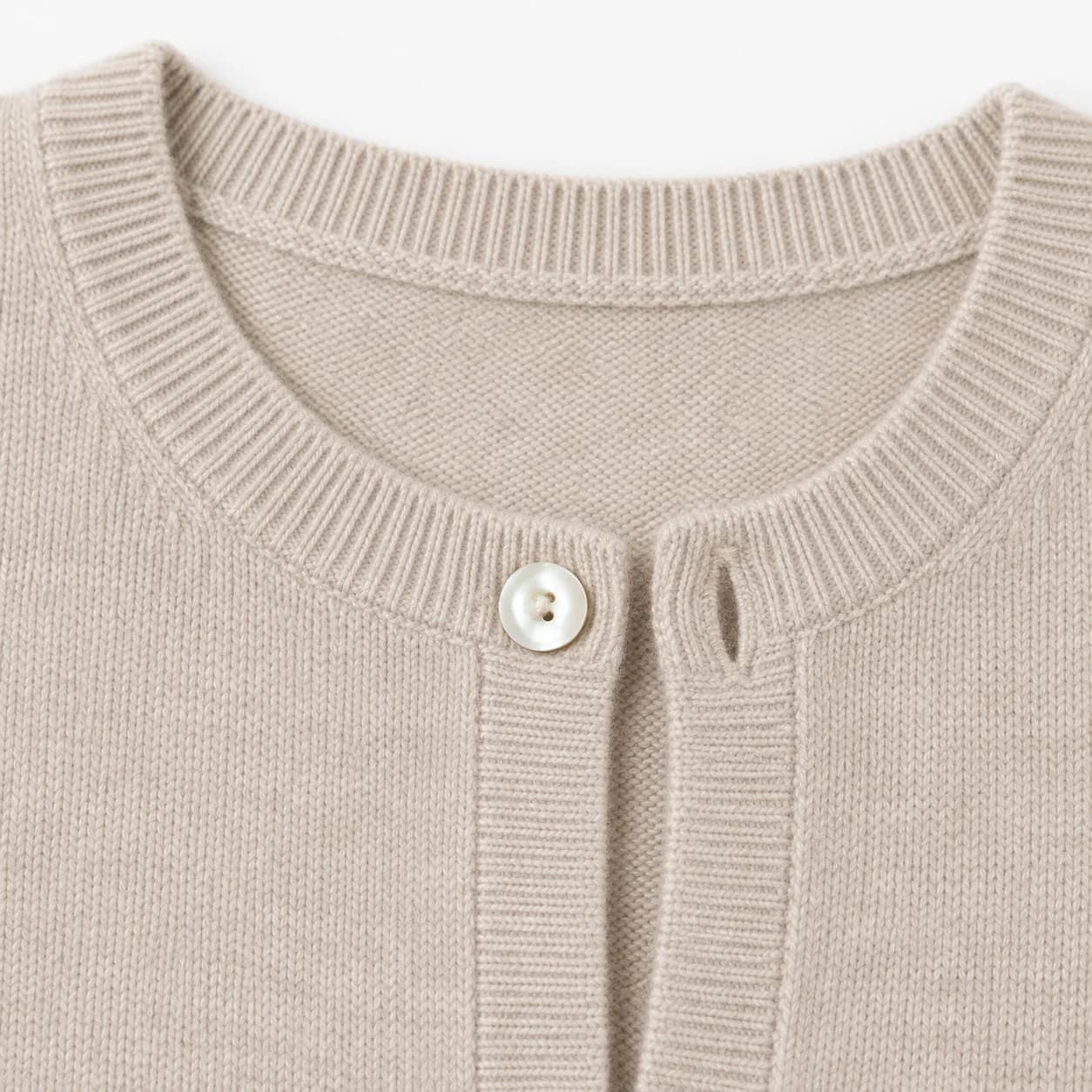 Women's Cotton-Cashmere Crew-Neck Cardigan - trim reference (AI development concept)