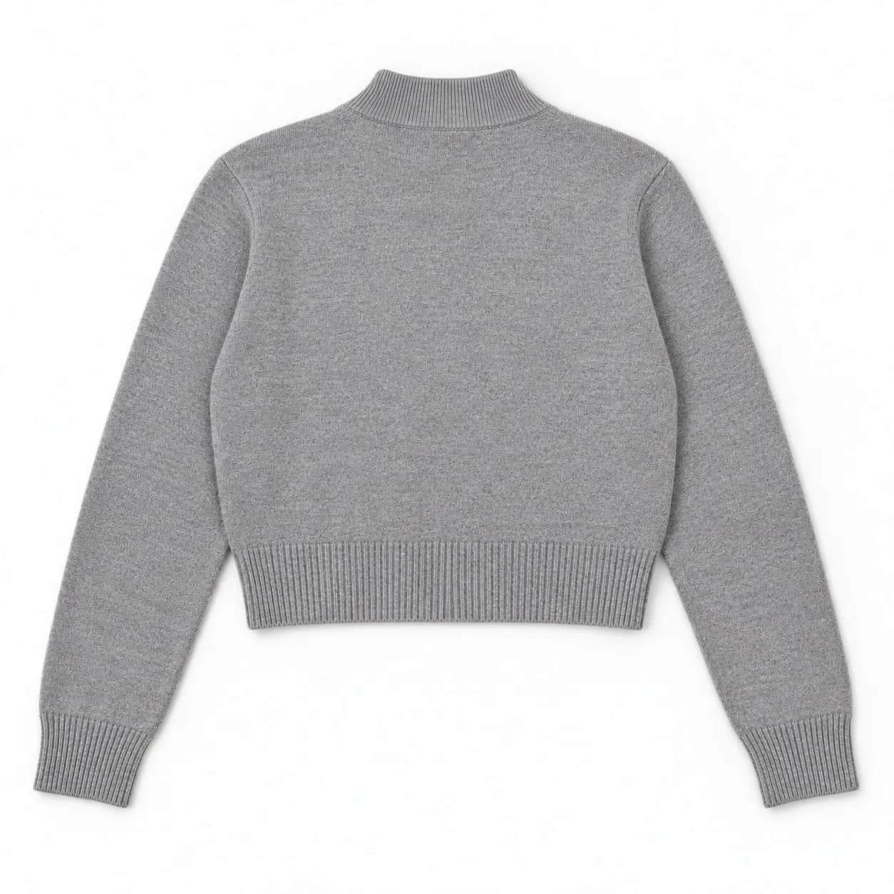 Women's Cropped Stand-Collar Zip Knit Cardigan - back reference (AI development concept)