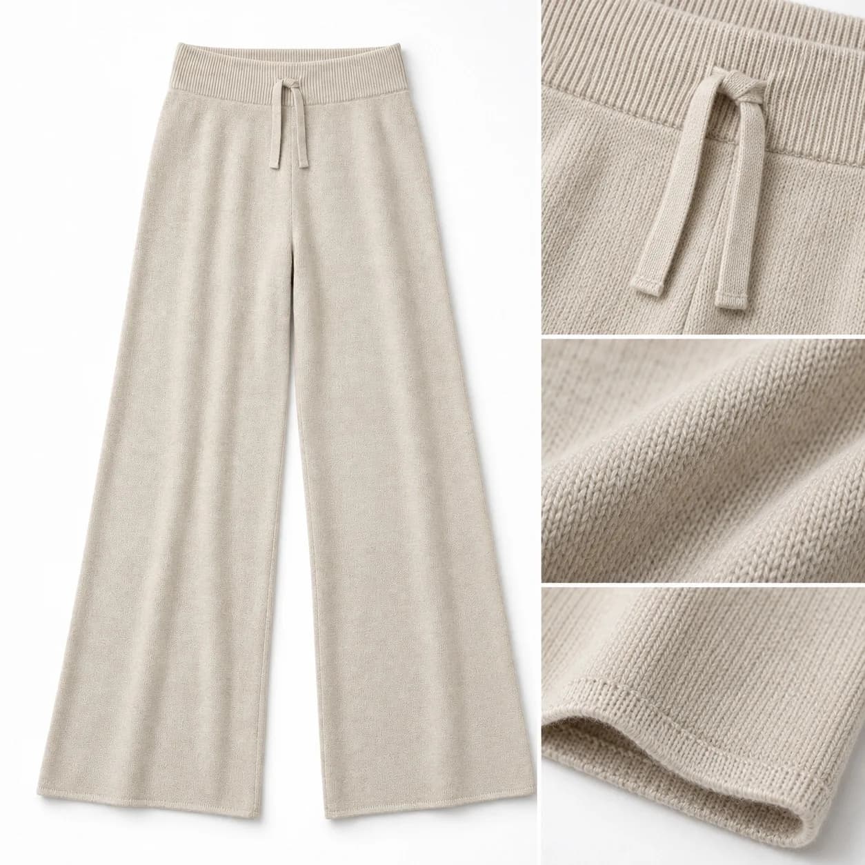 Women's Fine-Gauge Cashmere-Blend Wide-Leg Trouser Development - texture reference (AI development concept)
