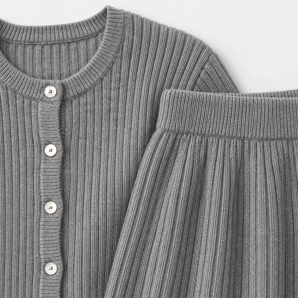 Women's Rib Cardigan and A-Line Midi Skirt Set - trim reference (AI development concept)