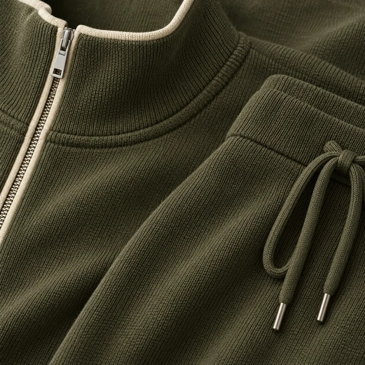 Women's Knit Zip Jacket and Straight-Leg Trouser Set - texture reference (AI development concept)