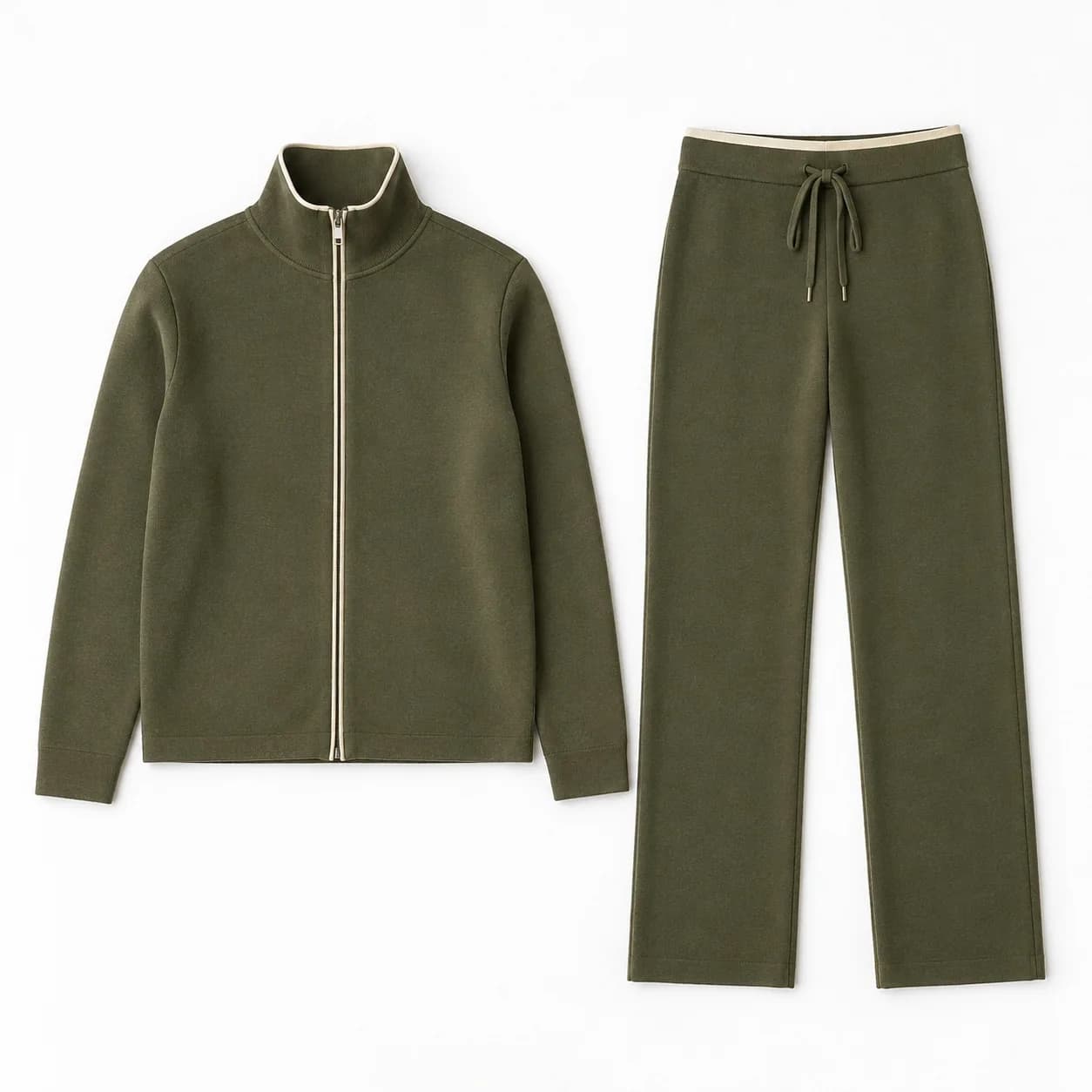 Women's Knit Zip Jacket and Straight-Leg Trouser Set - front reference (AI development concept)