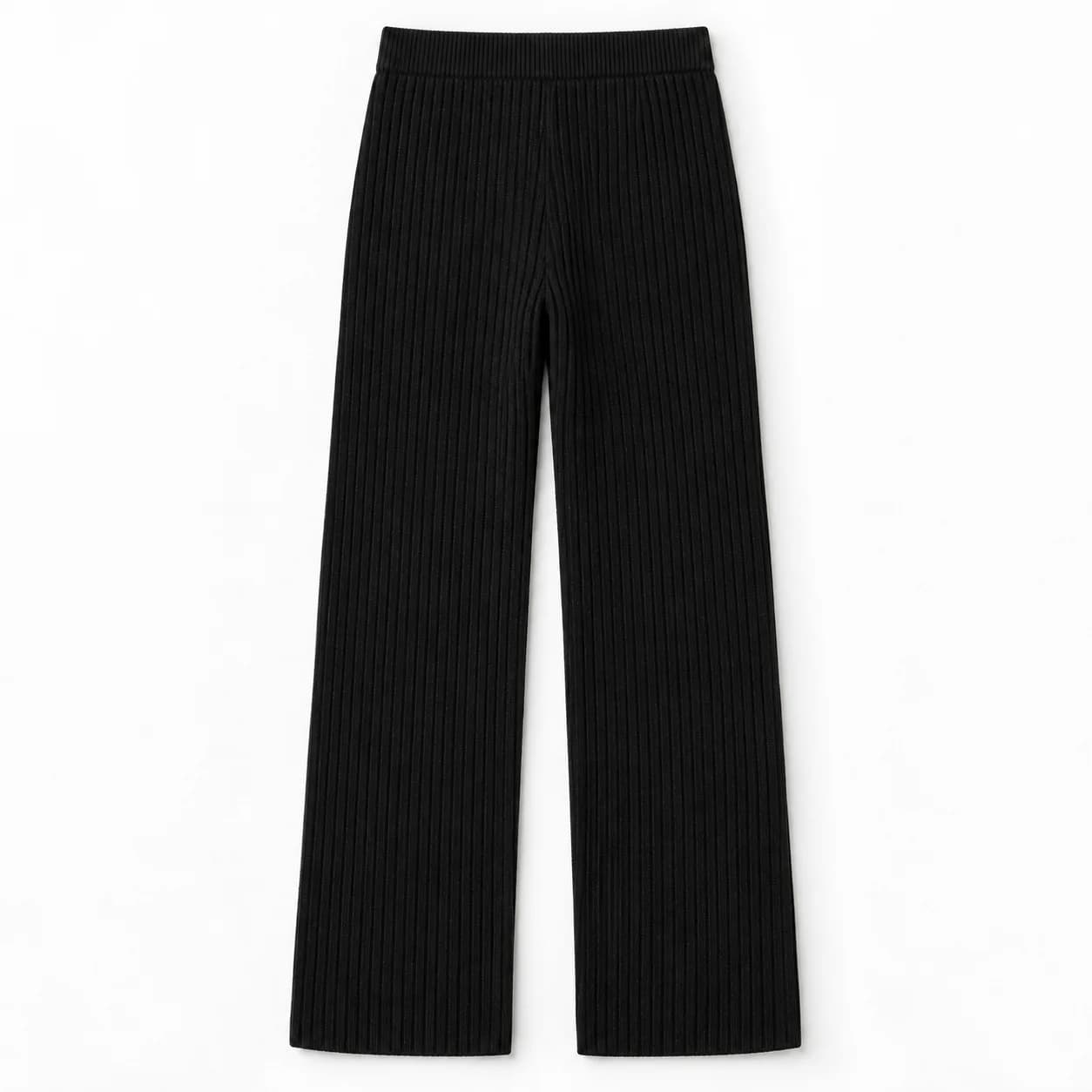 Women's Rib-Knit Straight-Leg Trousers - back reference (AI development concept)