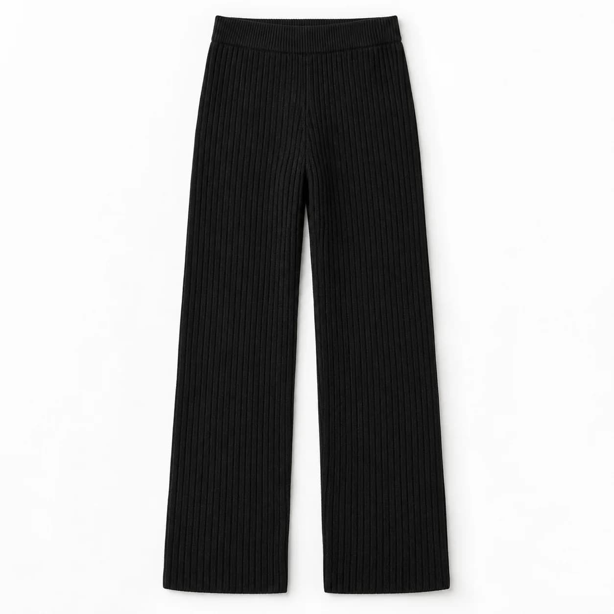 Women's Rib-Knit Straight-Leg Trousers - front reference (AI development concept)