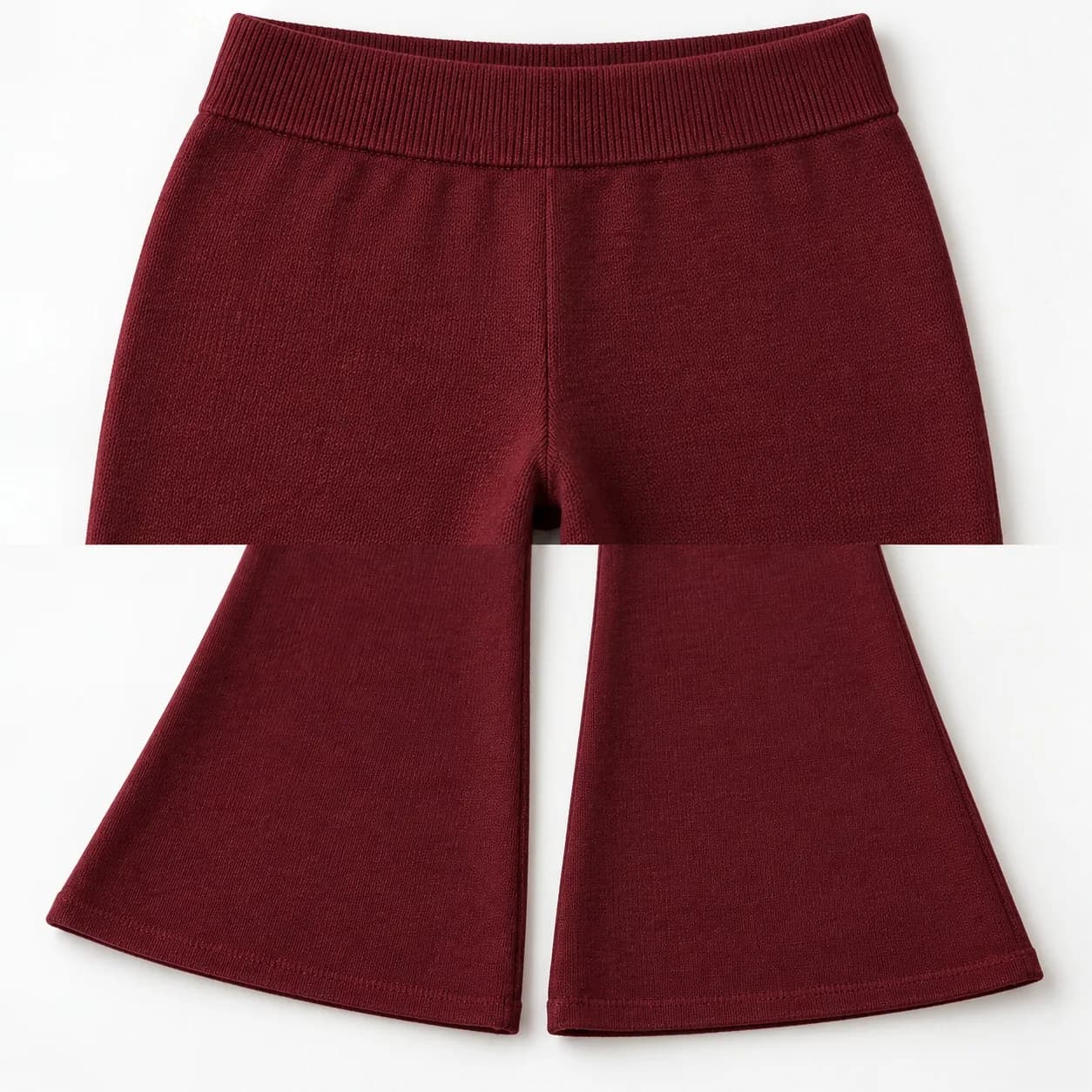 Women's High-Waist Knit Flare Trousers - trim reference (AI development concept)