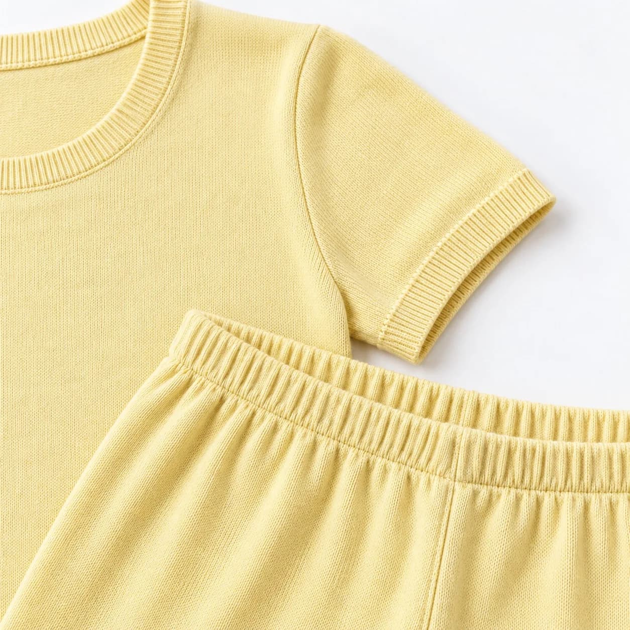 Women's Cotton Knit Tee and Shorts Set - trim reference (AI development concept)