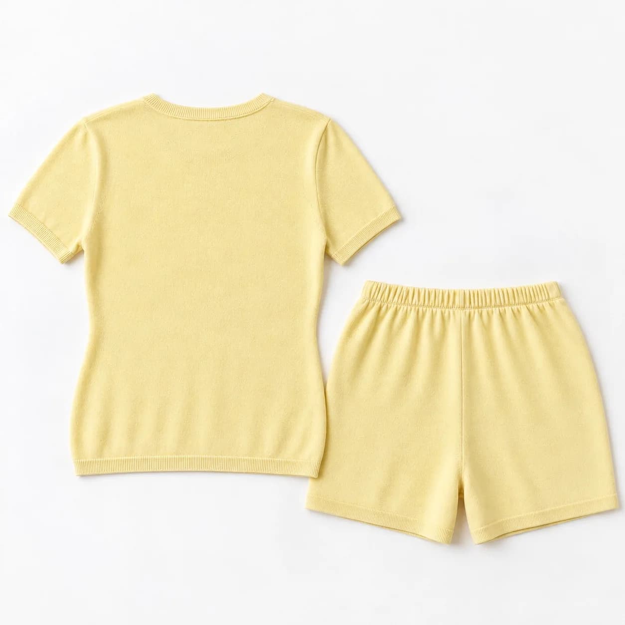 Women's Cotton Knit Tee and Shorts Set - back reference (AI development concept)
