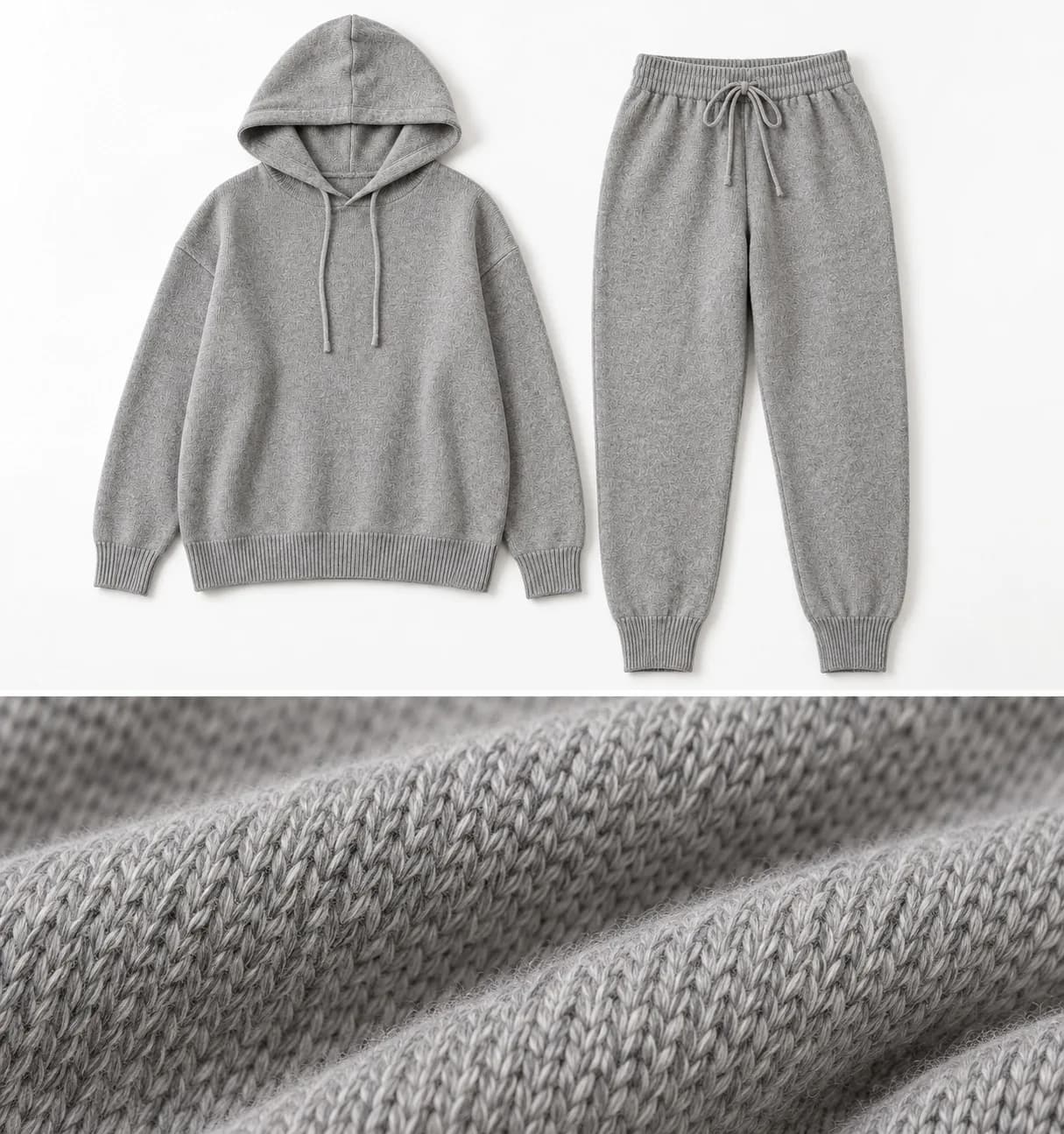 Women's Knit Hoodie and Jogger Lounge Set - texture reference (AI development concept)