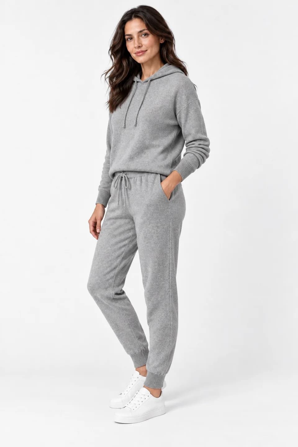 Women's Knit Hoodie and Jogger Lounge Set - side reference (AI development concept)