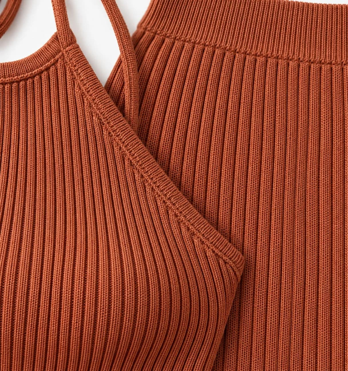 Womens Ribbed Halter Knit Top and Midi Skirt Set - texture reference (AI development concept)