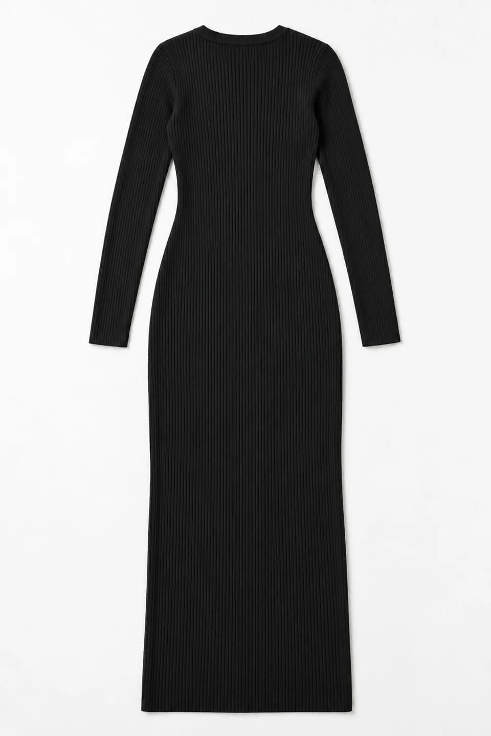 Women's Long-Sleeve Rib-Knit Maxi Dress - back reference (AI development concept)