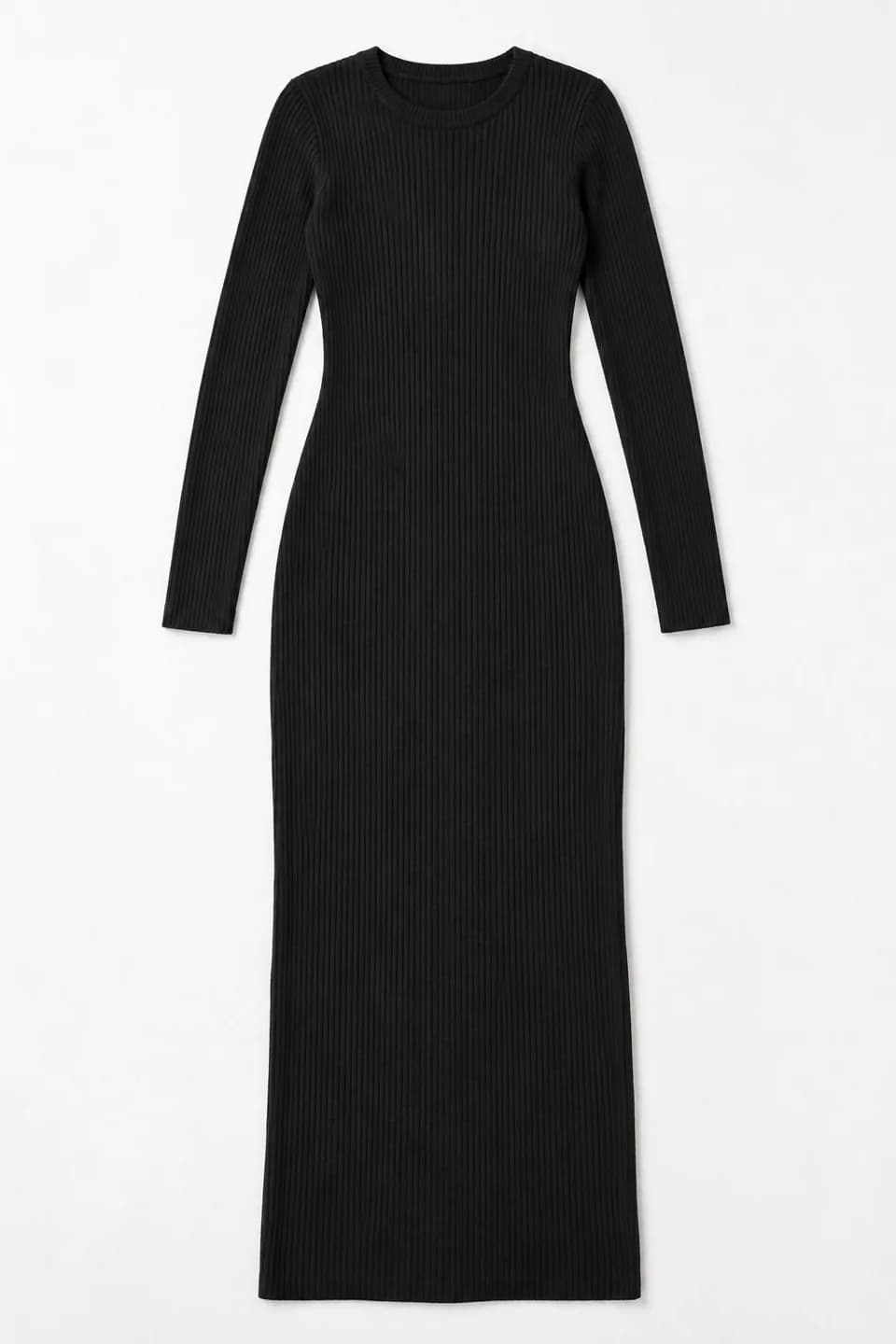 Women's Long-Sleeve Rib-Knit Maxi Dress - front reference (AI development concept)