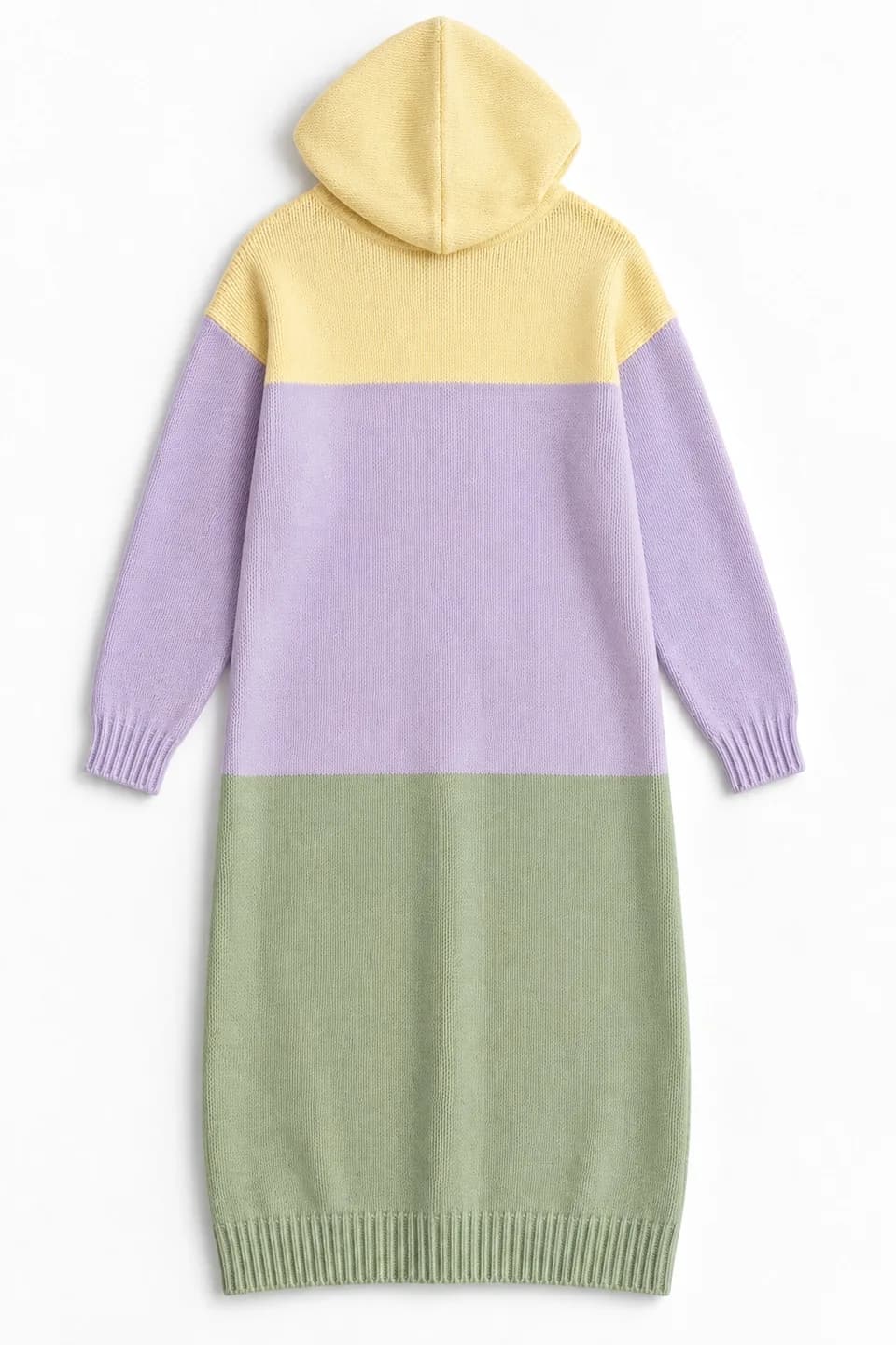 Women's Multicolour Hooded Knit Dress Development - back reference (AI development concept)
