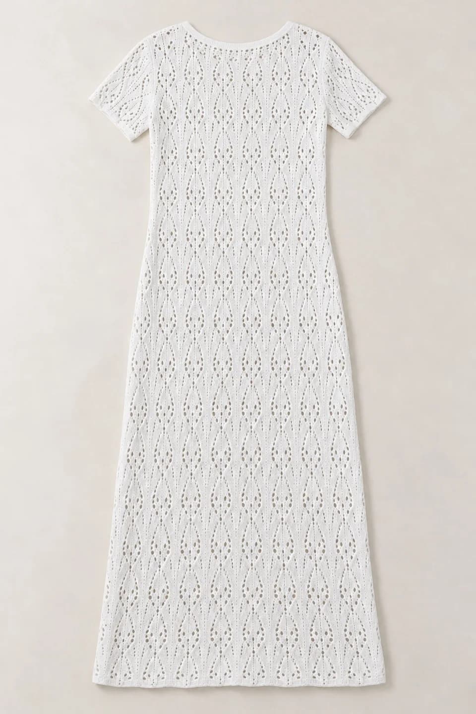 Womens Short-Sleeve Openwork Knit Maxi Dress - back reference (AI development concept)