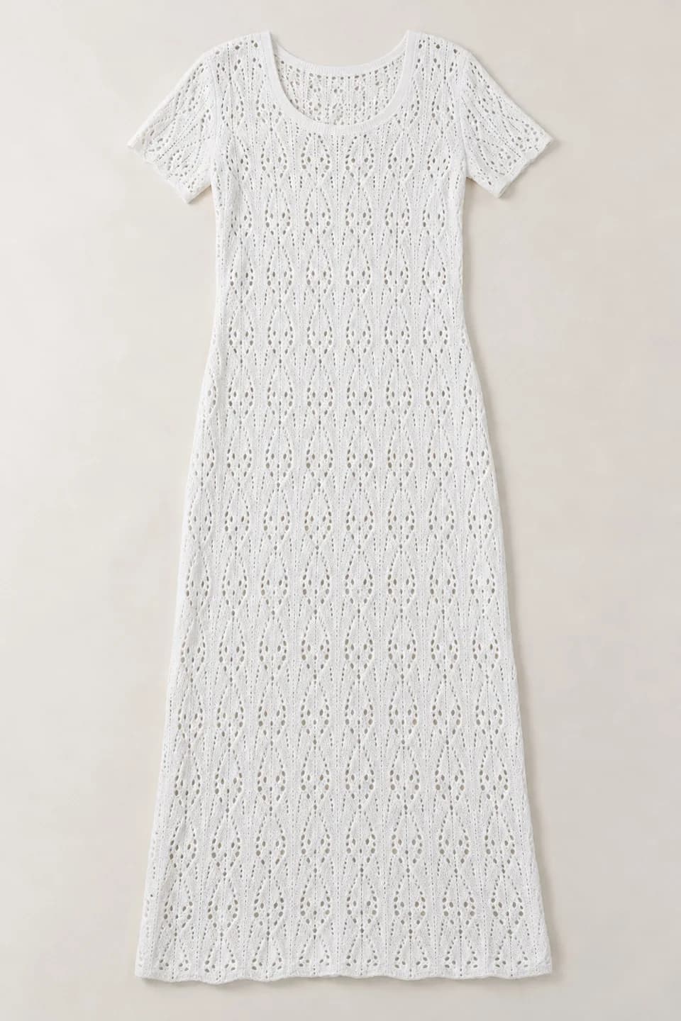 Womens Short-Sleeve Openwork Knit Maxi Dress - front reference (AI development concept)