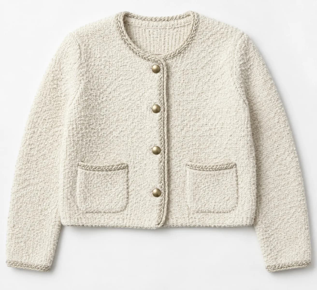 Women's Cropped Boucle Knit Jacket - front reference (AI development concept)