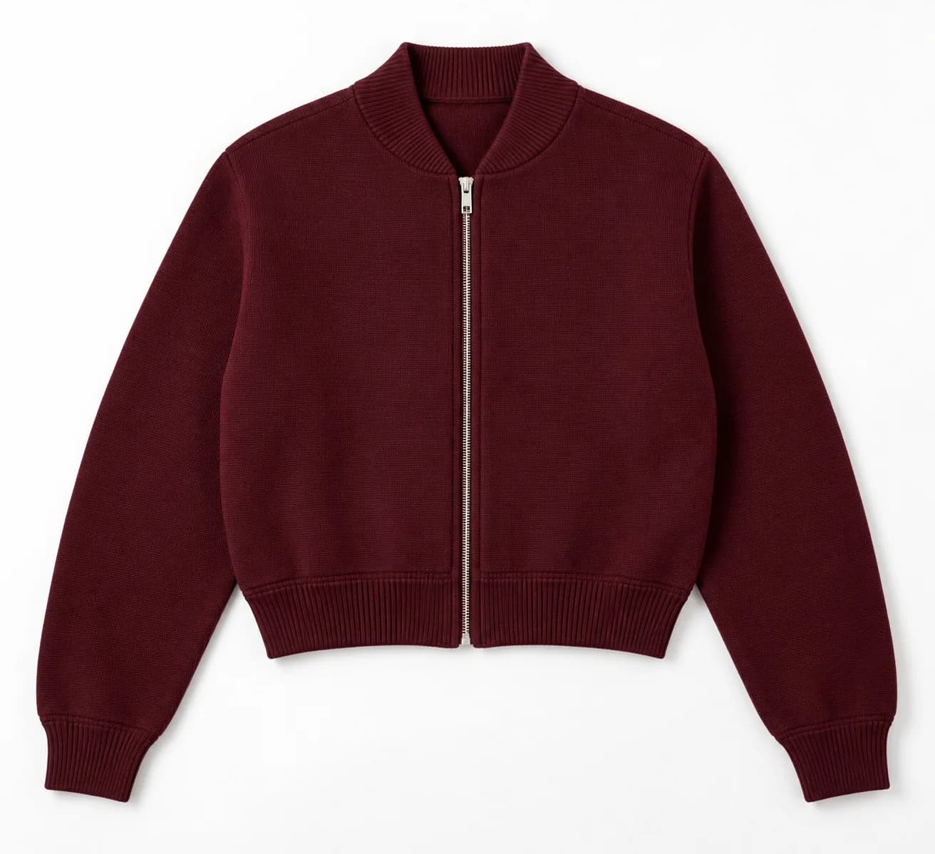 Women's Cropped Milano Knit Bomber Jacket - front reference (AI development concept)