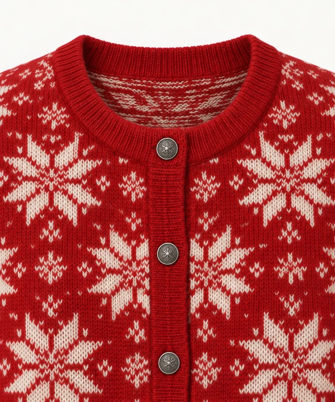 Nordic Snowflake Button Cardigan - trim reference (AI development concept)