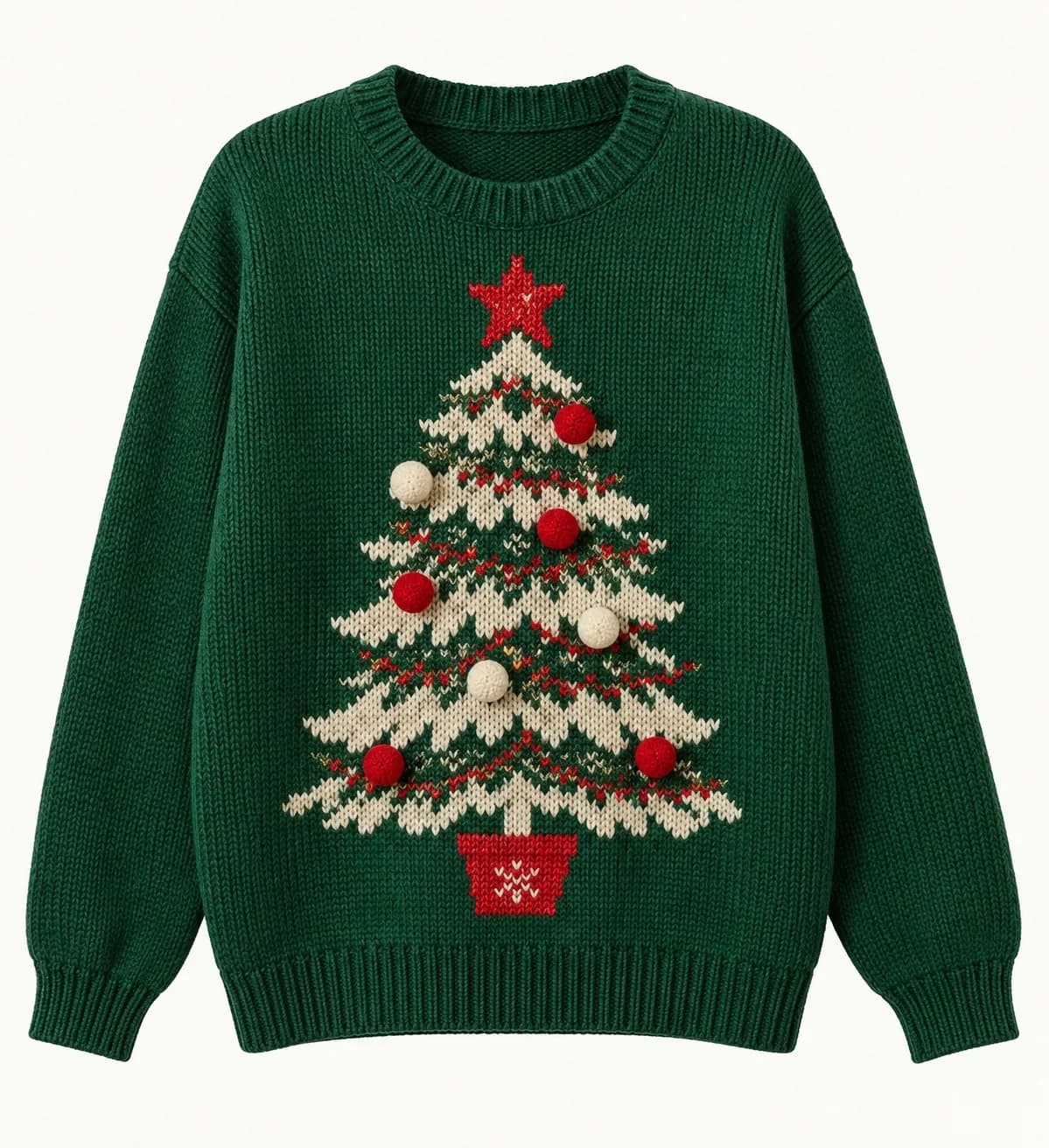 Adult Pom-Pom Holiday Crew Sweater - front reference (AI development concept)