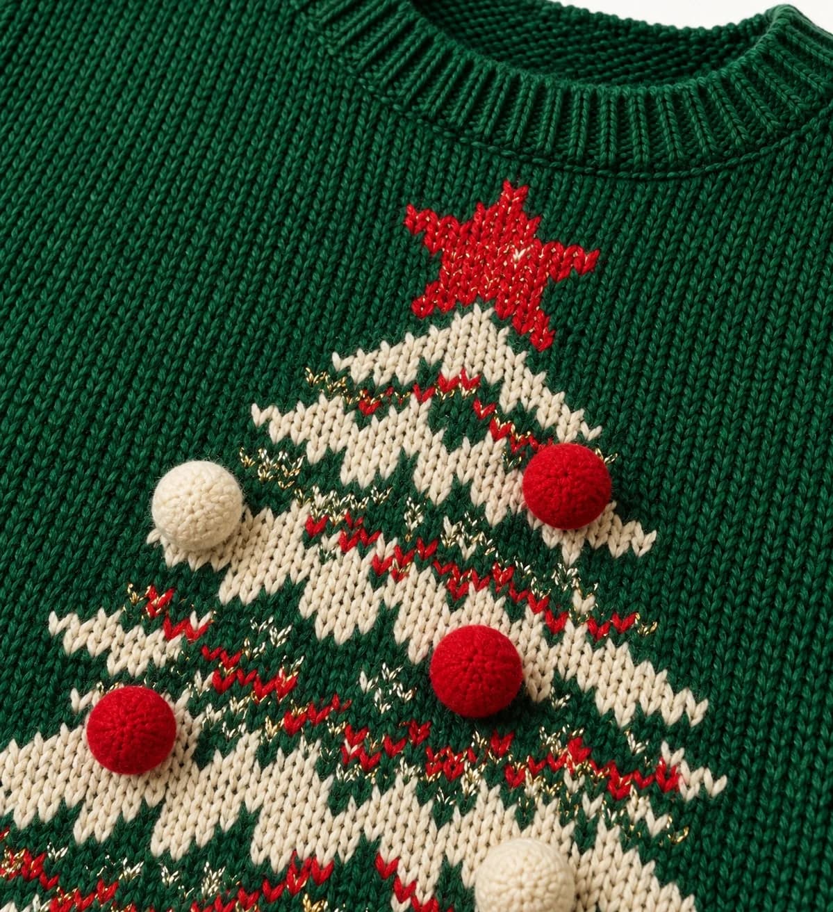 Adult Pom-Pom Holiday Crew Sweater - texture reference (AI development concept)