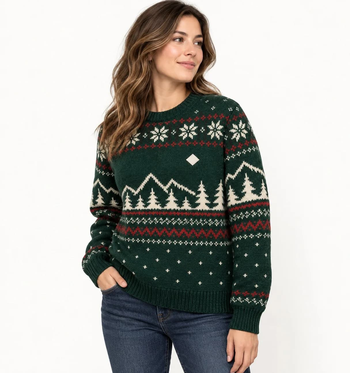 Corporate Holiday Logo Knit Sweater - side reference (AI development concept)