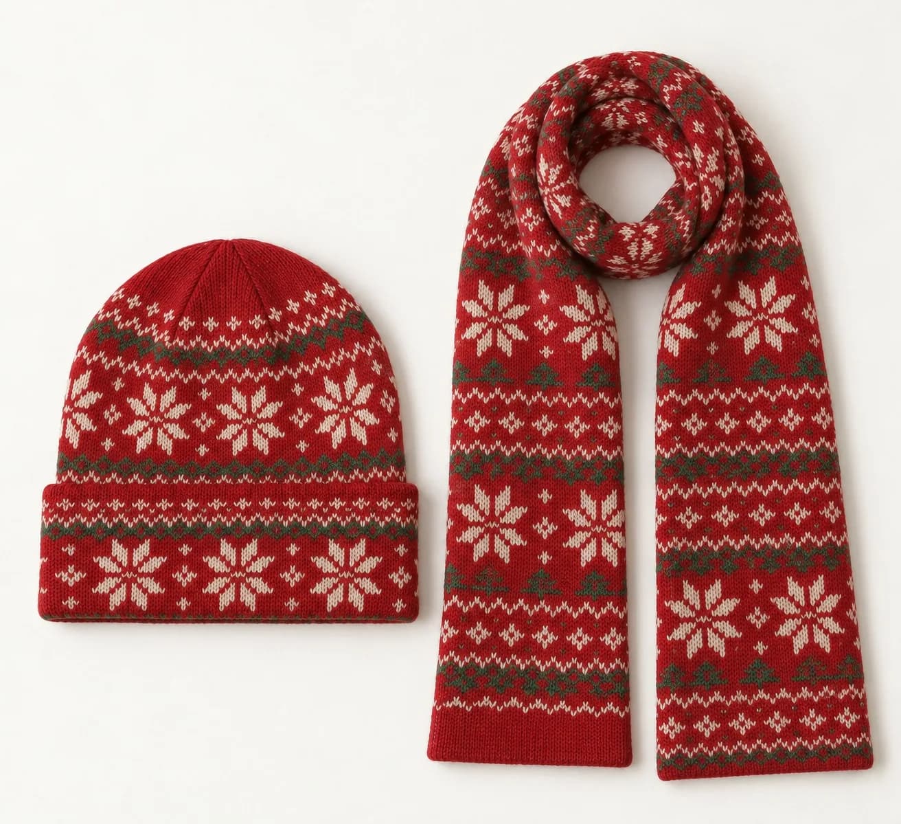 Holiday Jacquard Beanie and Scarf Set - back reference (AI development concept)