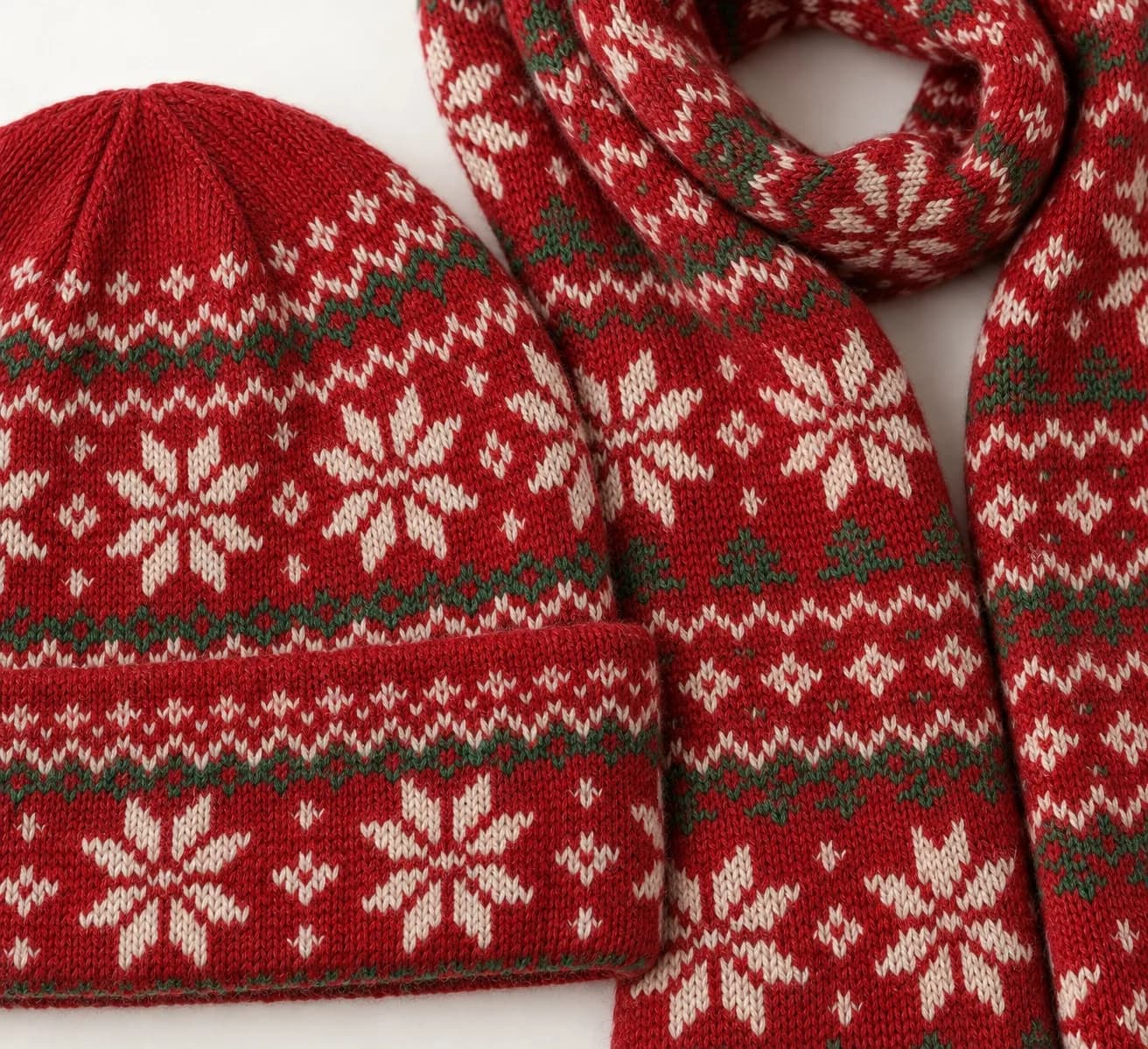 Holiday Jacquard Beanie and Scarf Set - texture reference (AI development concept)