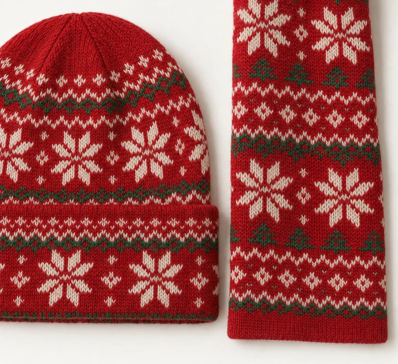 Holiday Jacquard Beanie and Scarf Set - trim reference (AI development concept)