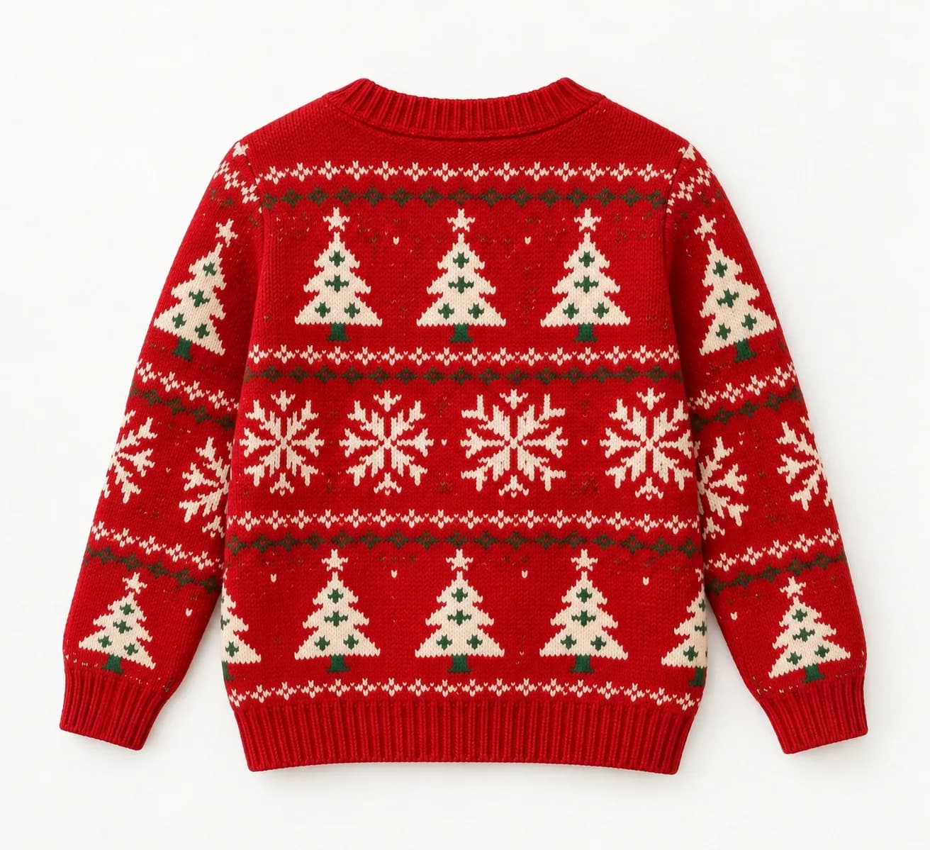 Kids Intarsia Holiday Crew Sweater - back reference (AI development concept)