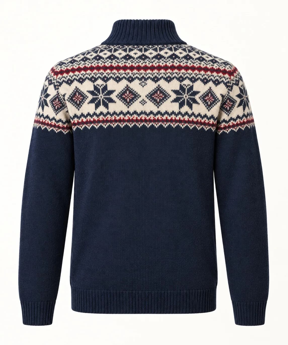 Merino-Blend Fair Isle Quarter-Zip - back reference (AI development concept)