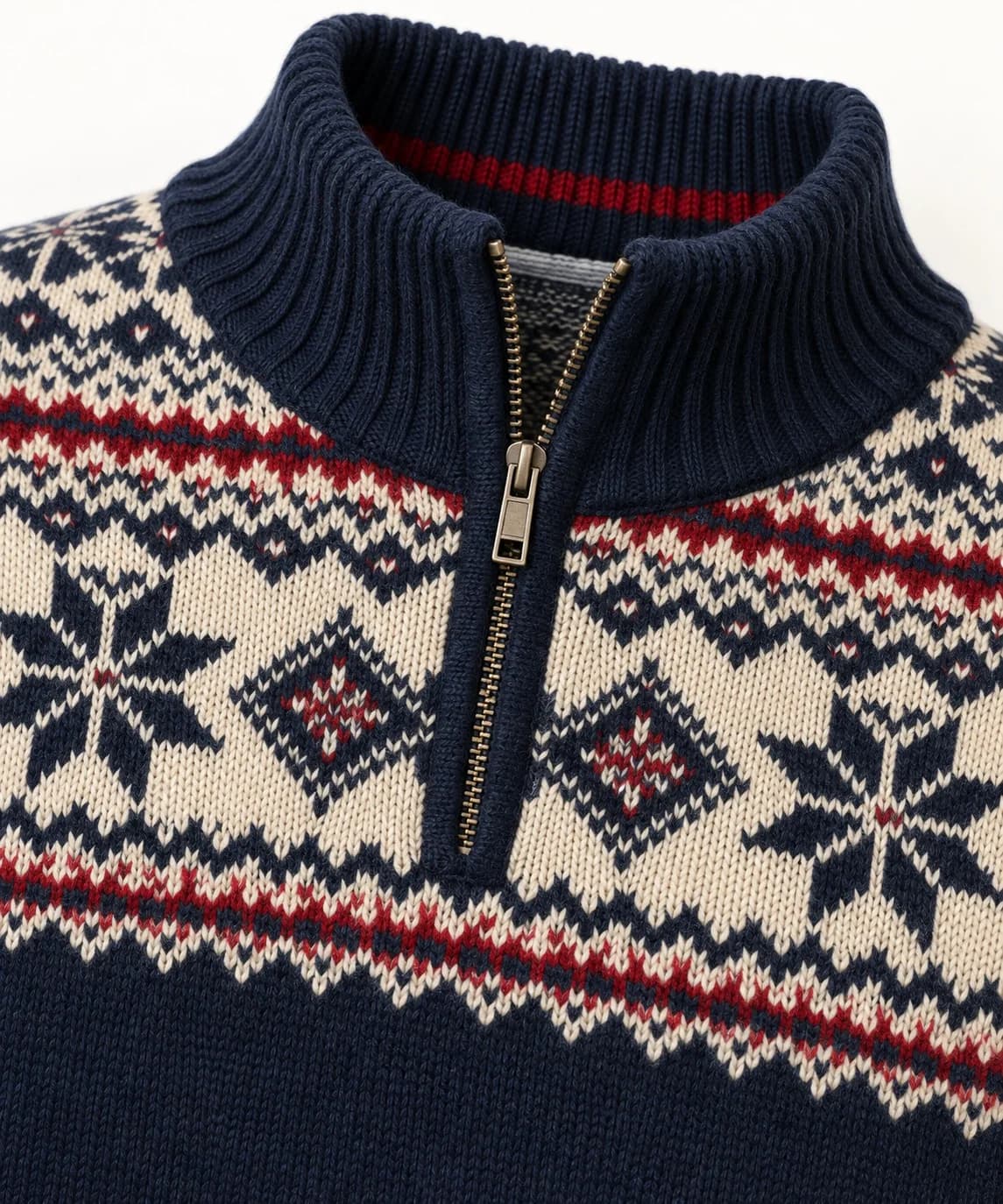 Merino-Blend Fair Isle Quarter-Zip - texture reference (AI development concept)