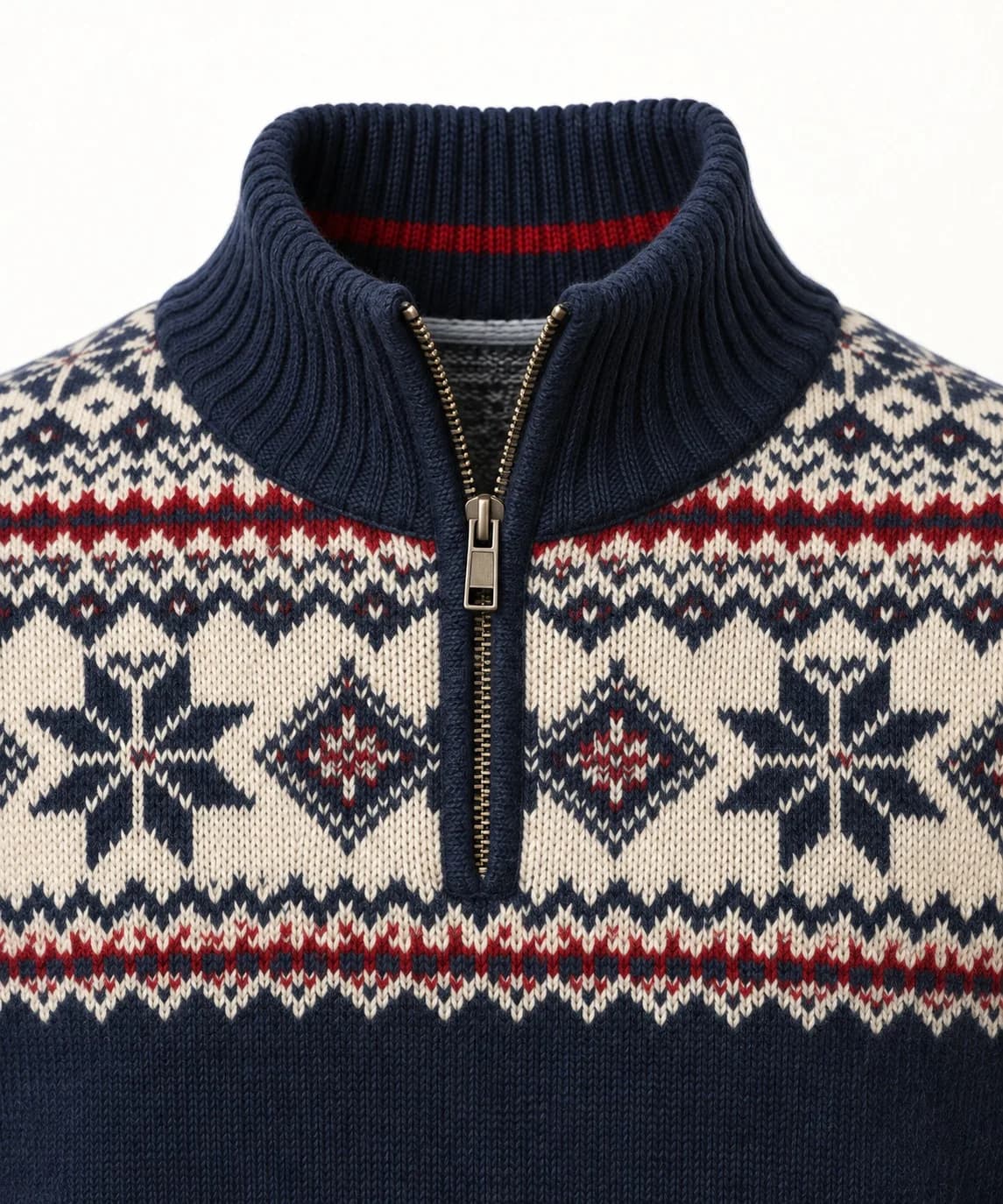 Merino-Blend Fair Isle Quarter-Zip - trim reference (AI development concept)