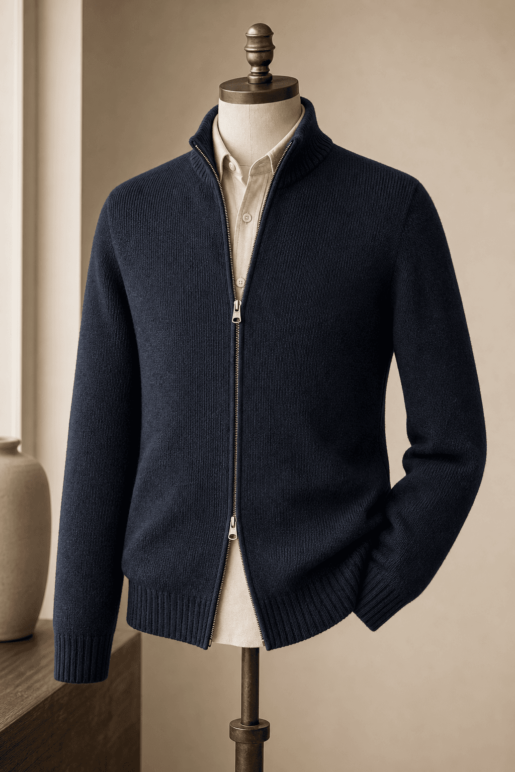 Men's Full Zip Knit Cardigan main product image for B2B knitwear sourcing.