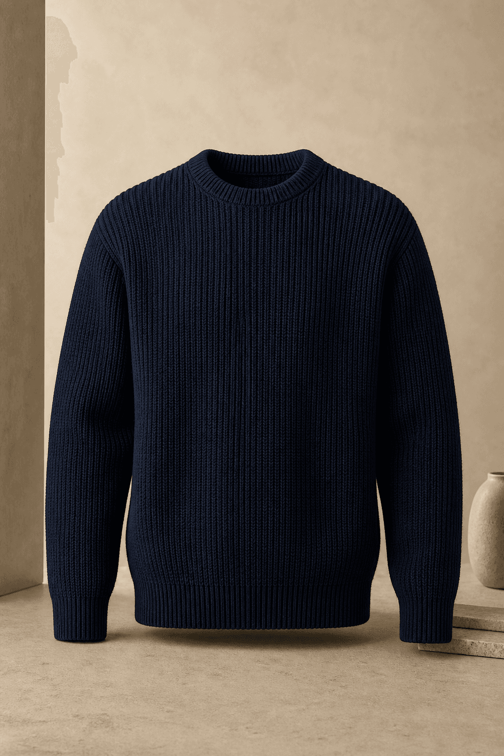 Men's Heavy Gauge Ribbed Sweater main product image for B2B knitwear sourcing.