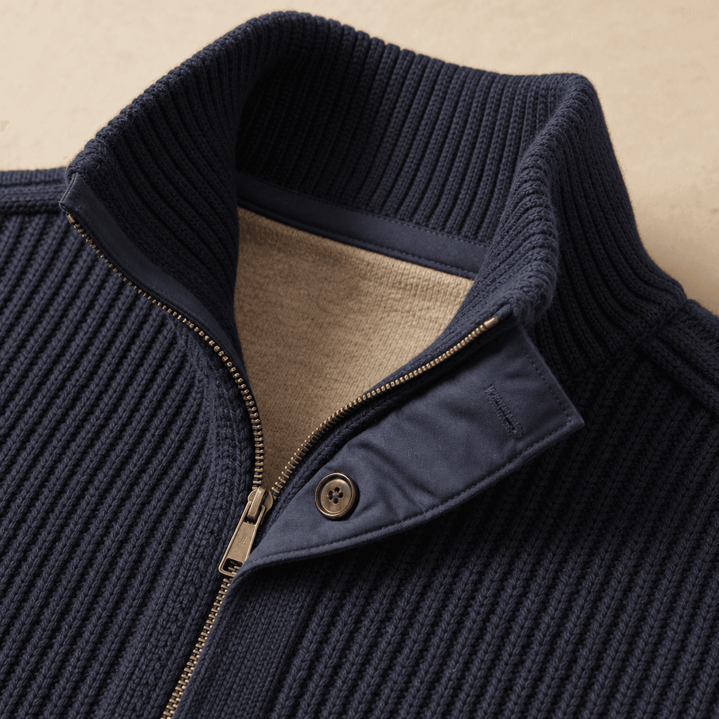 Men's Hybrid Knit Jacket knit texture and construction detail image.