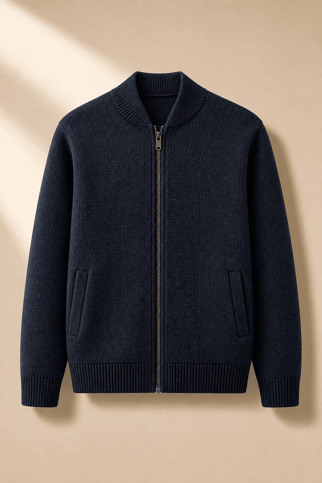 Men's Knit Bomber Jacket main product image for B2B knitwear sourcing.