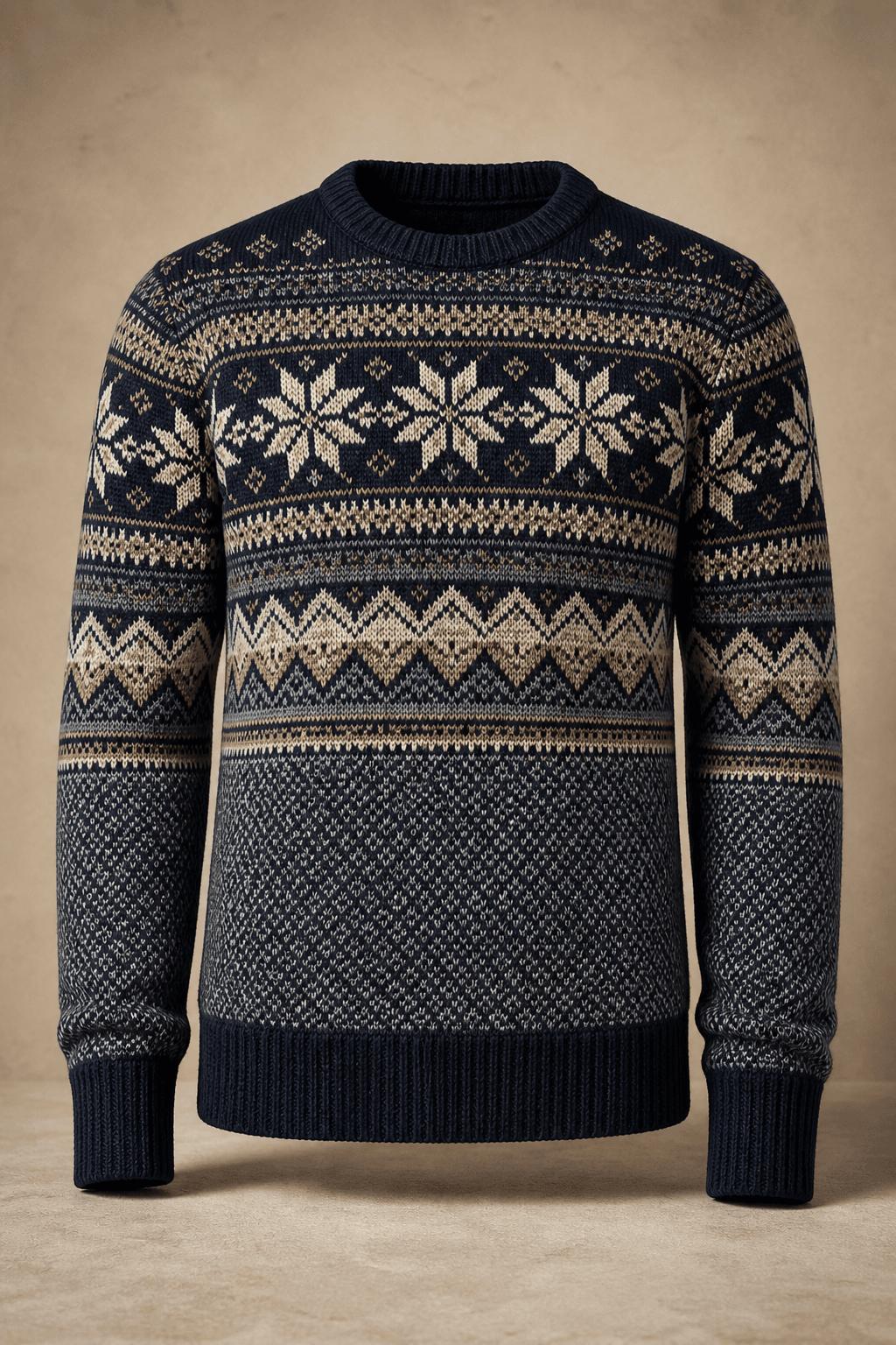 Men's Nordic Jacquard Knit Sweater main product image for B2B knitwear sourcing.