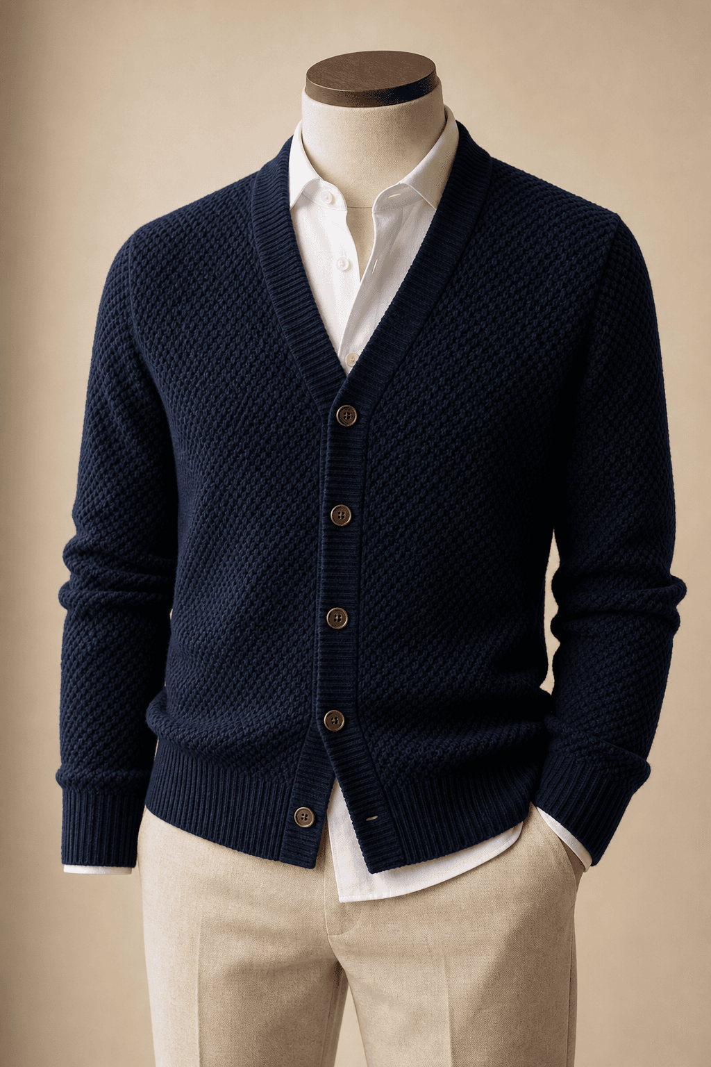 Men's Textured Button Cardigan main product image for B2B knitwear sourcing.
