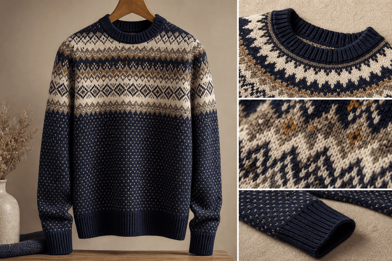 Jacquard knitwear product category visual.