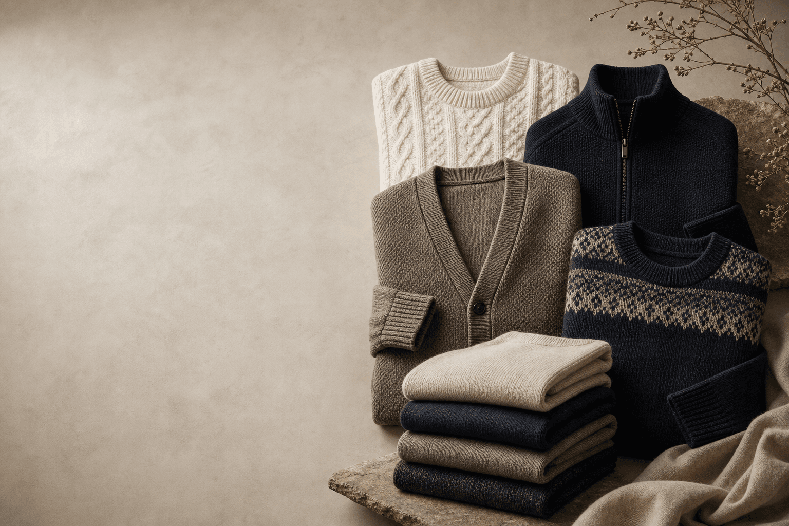 Premium knitwear product collection hero for the products center page.