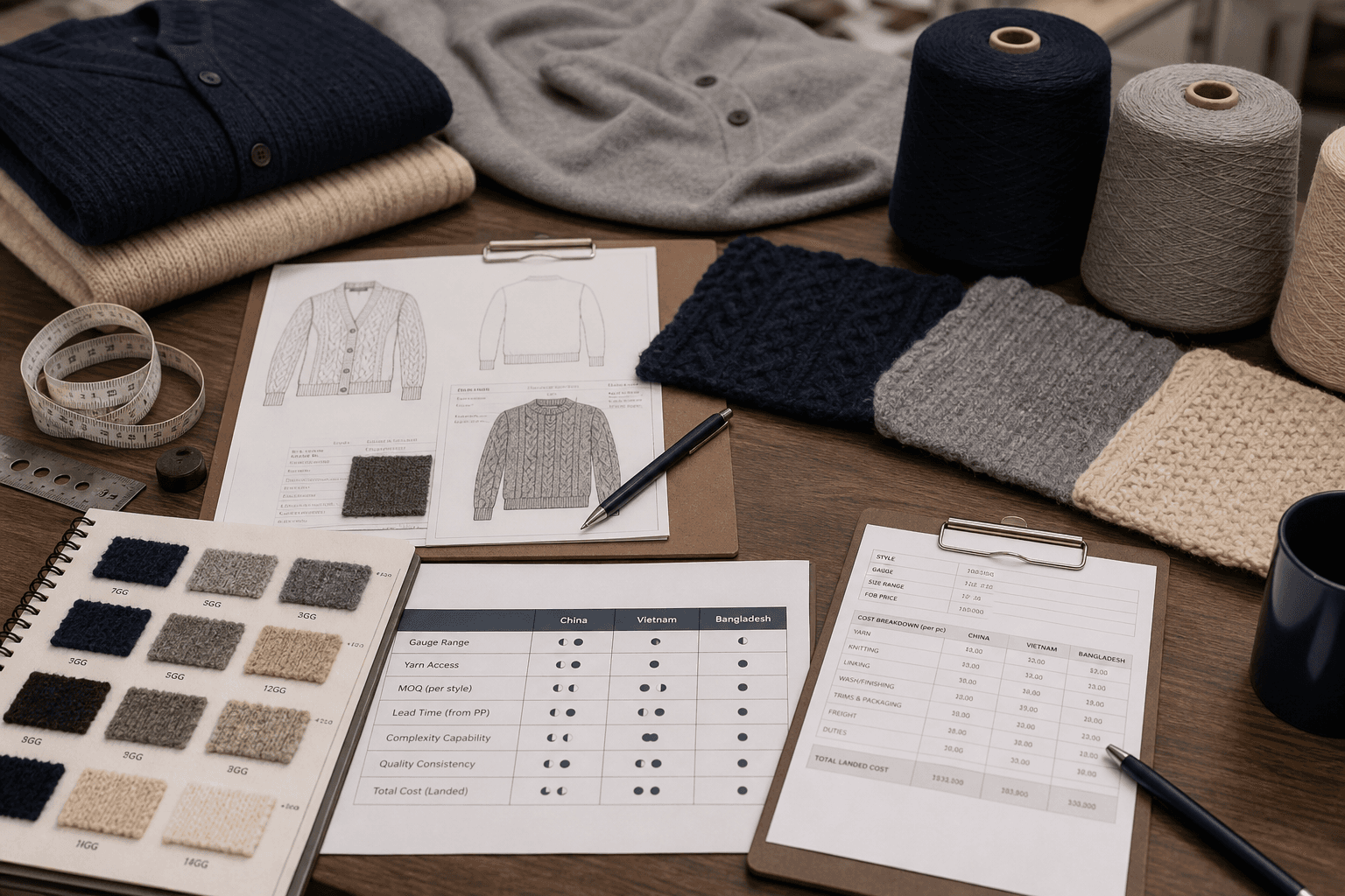 China vs Vietnam vs Bangladesh: Where to Manufacture Knitwear buyer guide cover image