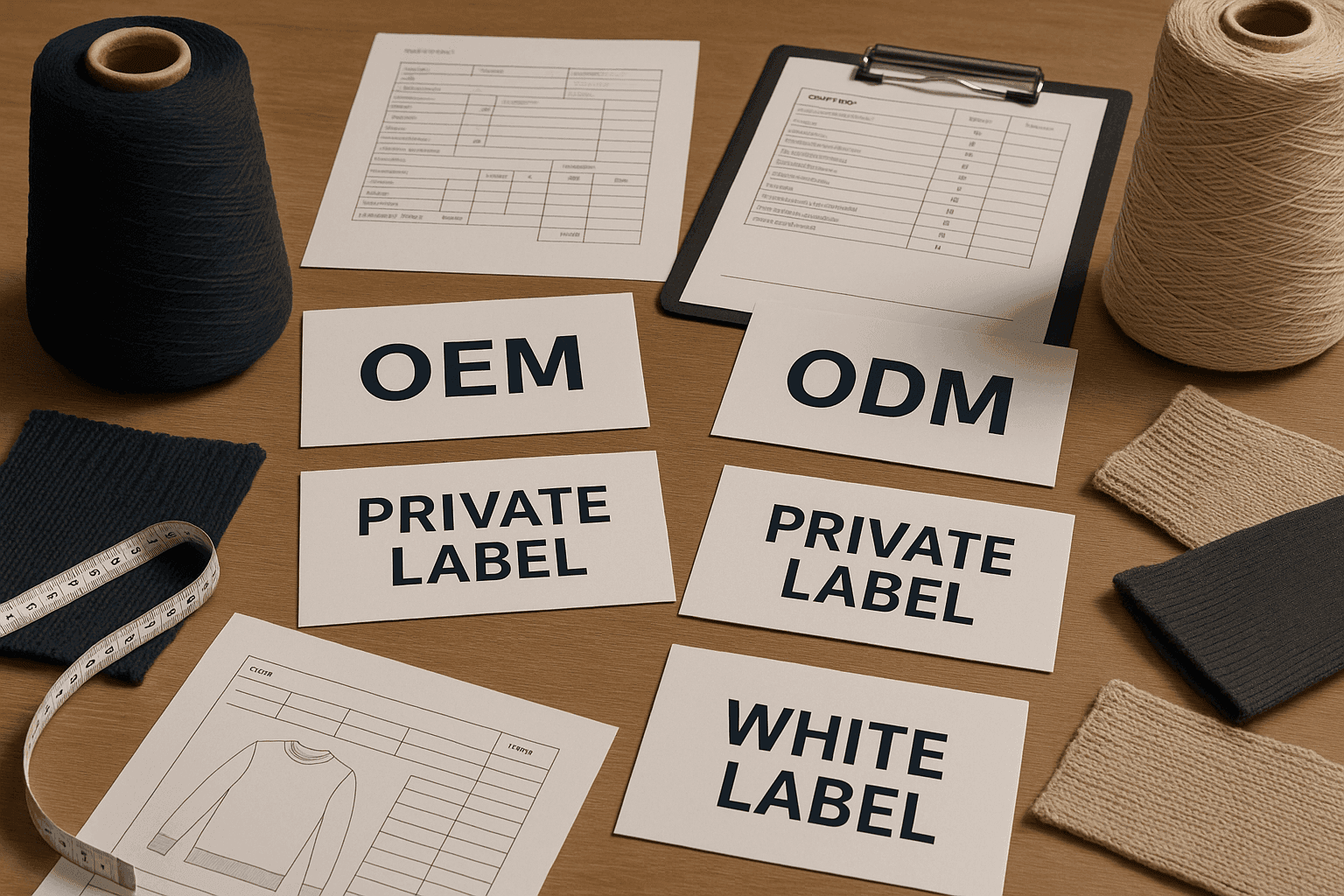 OEM vs ODM vs Private Label vs White Label Knitwear: Definitions Clarified buyer guide cover image