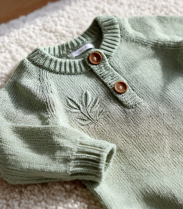 Baby Bamboo Fiber Knit Romper with Embroidered Details — view 5