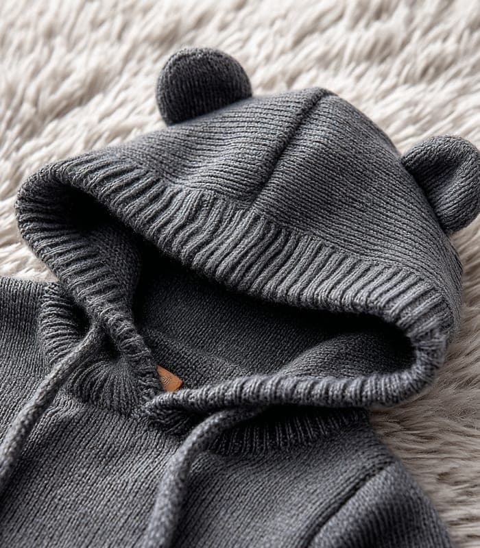 Baby Merino Wool Hooded Sweater with Ear Accents — view 6