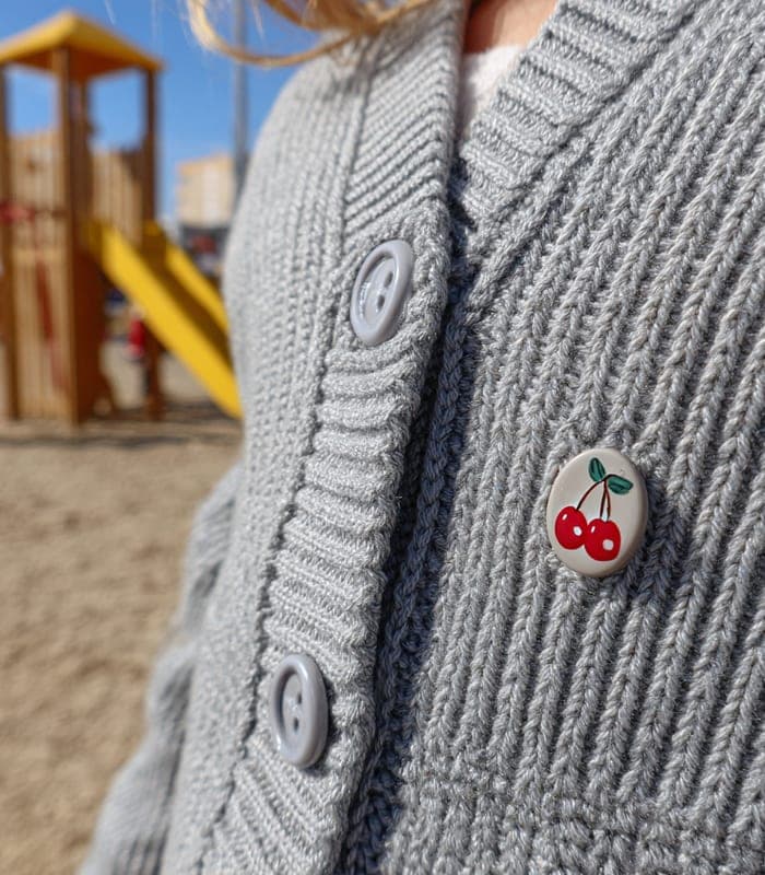 Kids' Cherry Printed Gray Cardigan — view 5