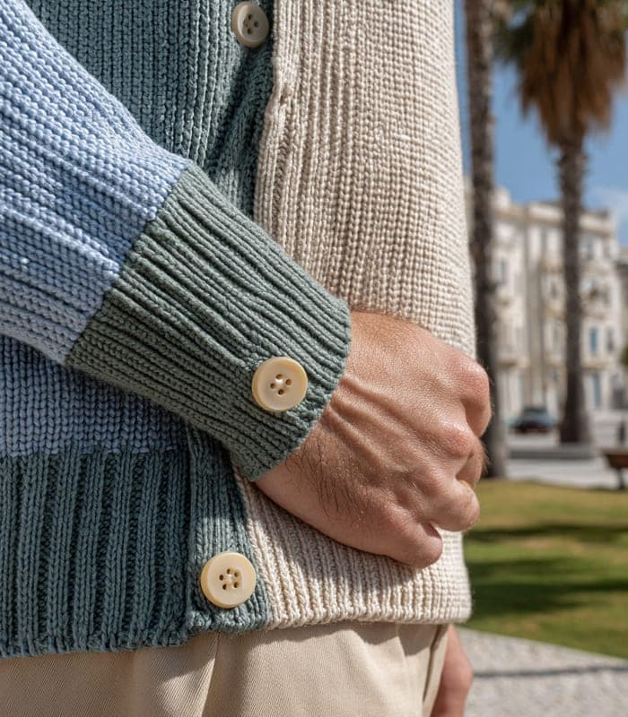 Kids' Organic Cotton Color Block Cardigan — view 5