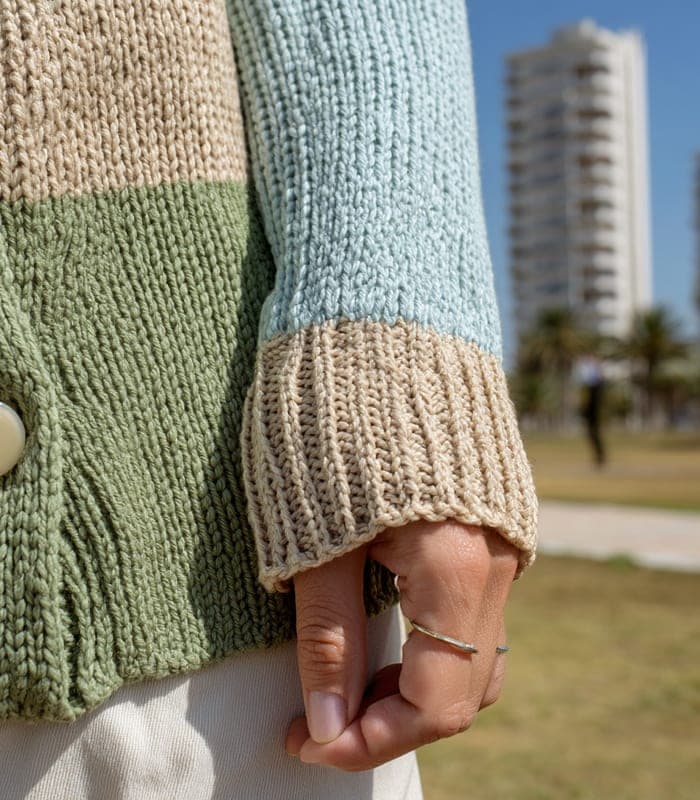 Kids' Organic Cotton Color Block Cardigan — view 6