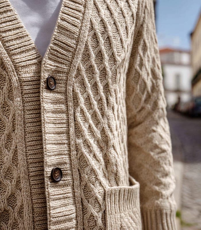 Kids' Wool-Blend Beige Cardigan — view 5