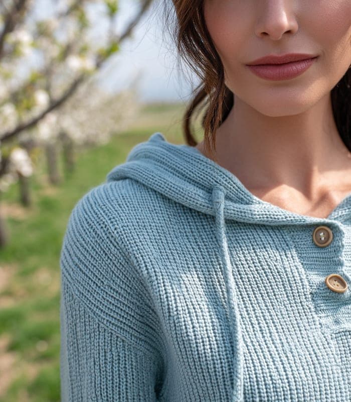 Kids' Lightweight Knit Hoodie with Buttons — view 5